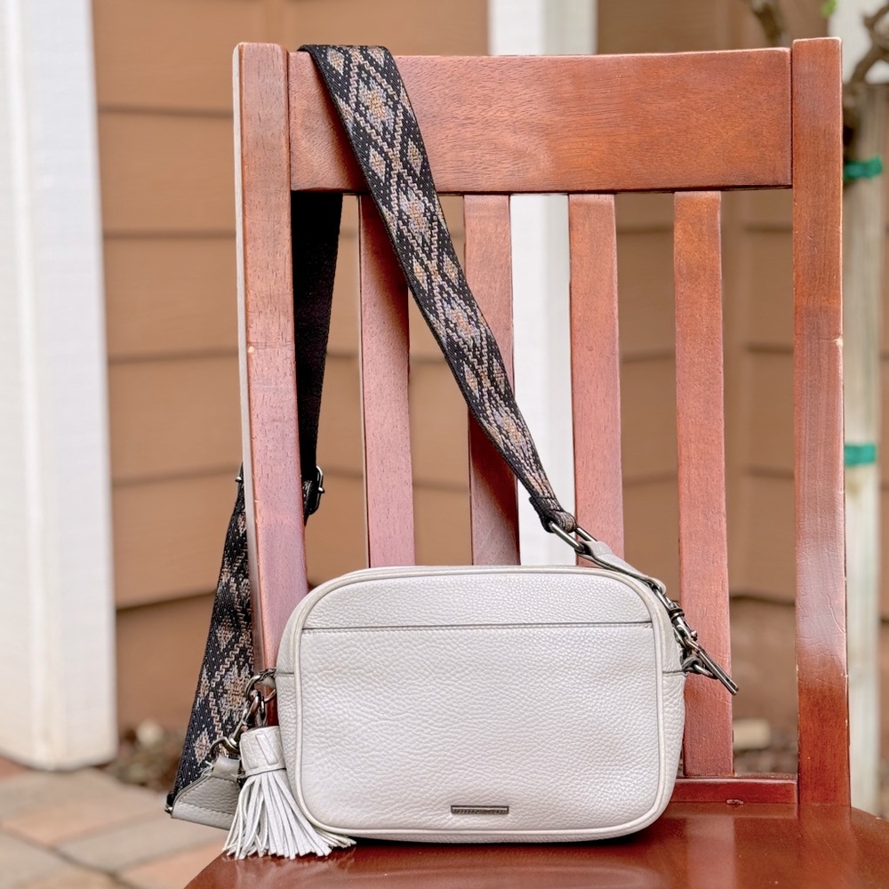 Rebecca Minkoff Bryn Genuine Leather Crossbody Bag with Guitar Strap- Gr…